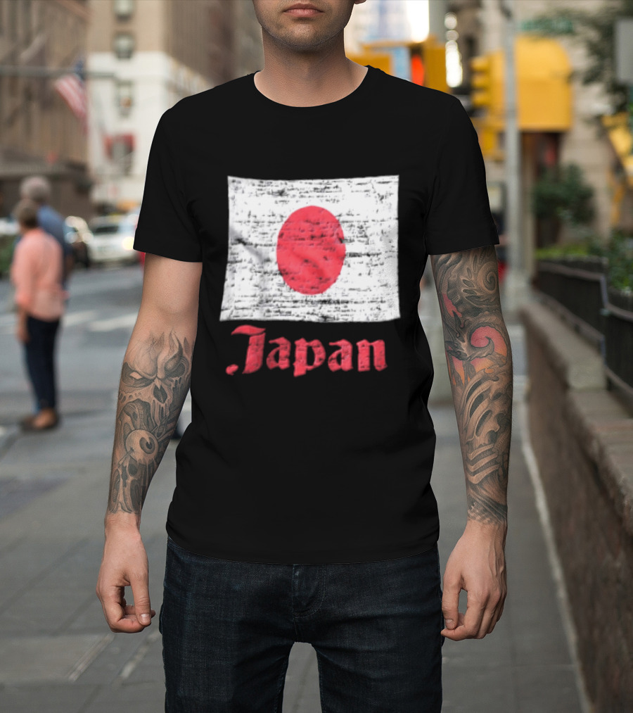 Japan Flag Distressed Style Red Dot Vintage Look T-Shirt