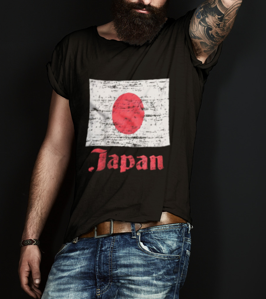 Japan Flag Distressed Style Red Dot Vintage Look T-Shirt