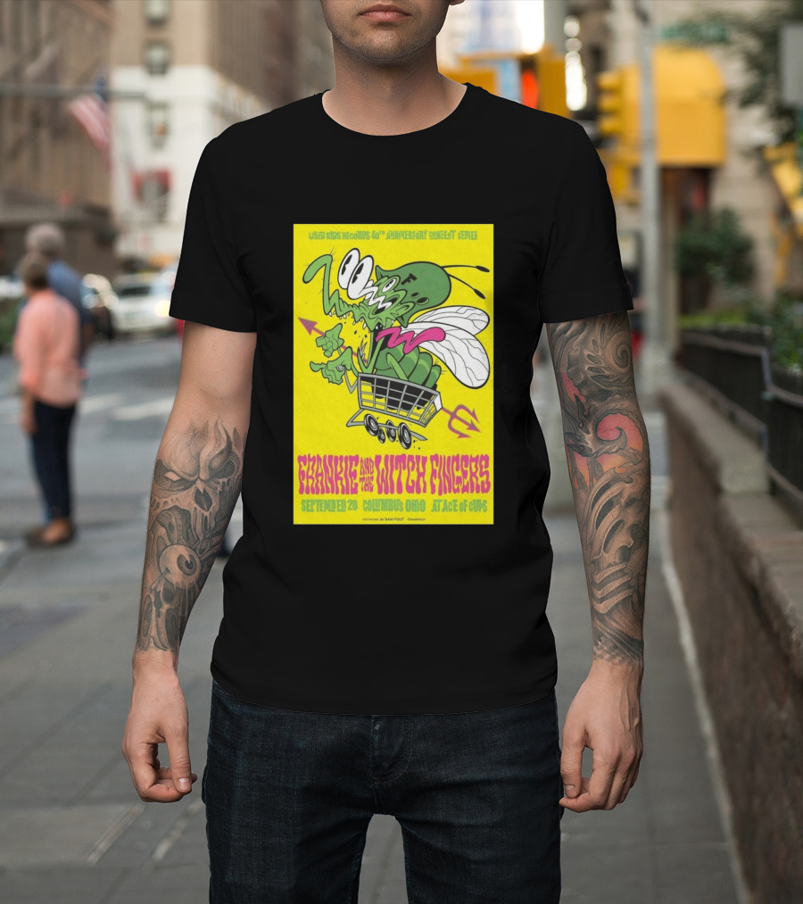 Used Kids Records 40th Anniversary Concert Series Frankie And The Witch Fingers September 20 Columbus Ohio At Ace Of Cups Artwork By Sam Fout T-Shirt