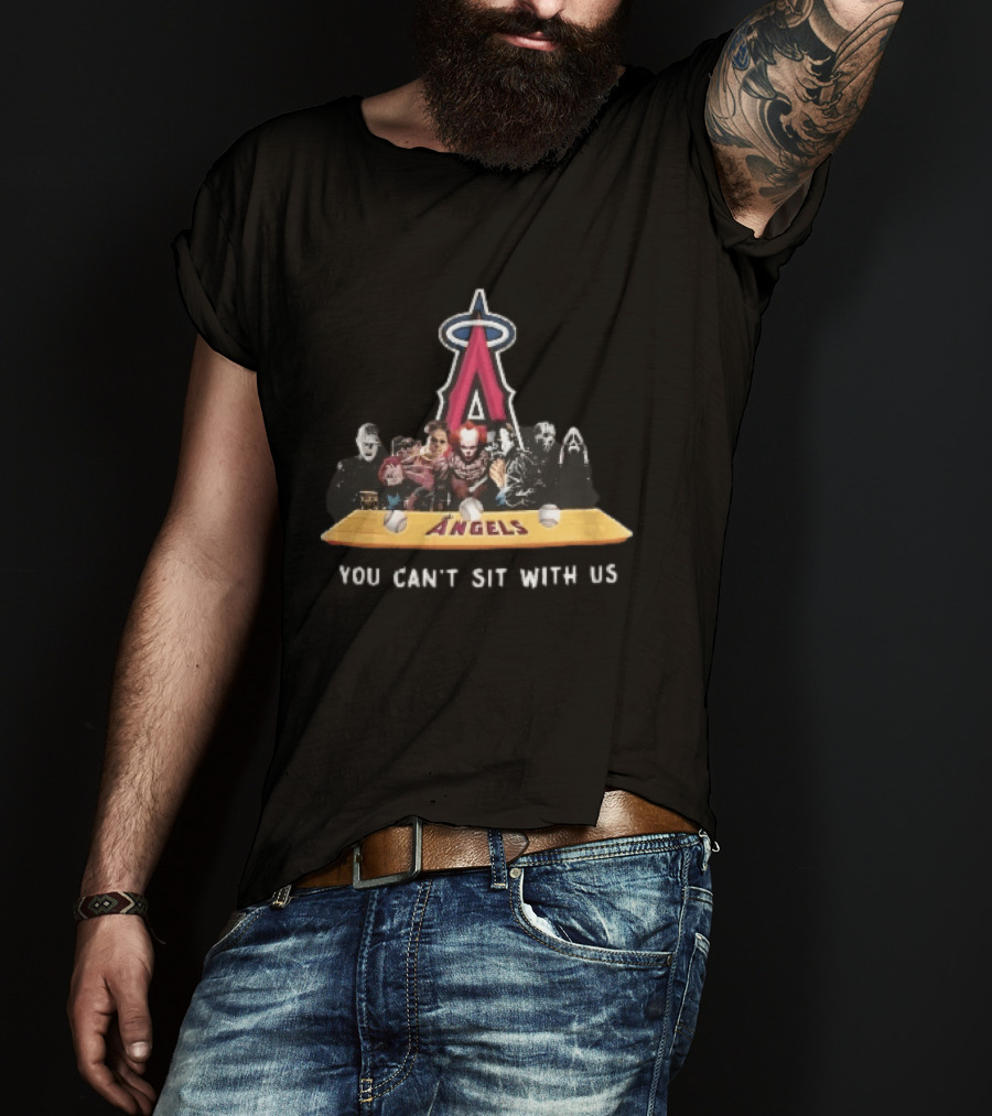Los Angeles Angels MLB Horror Characters You Can't Sit With Us Bench Baseballs T-Shirt