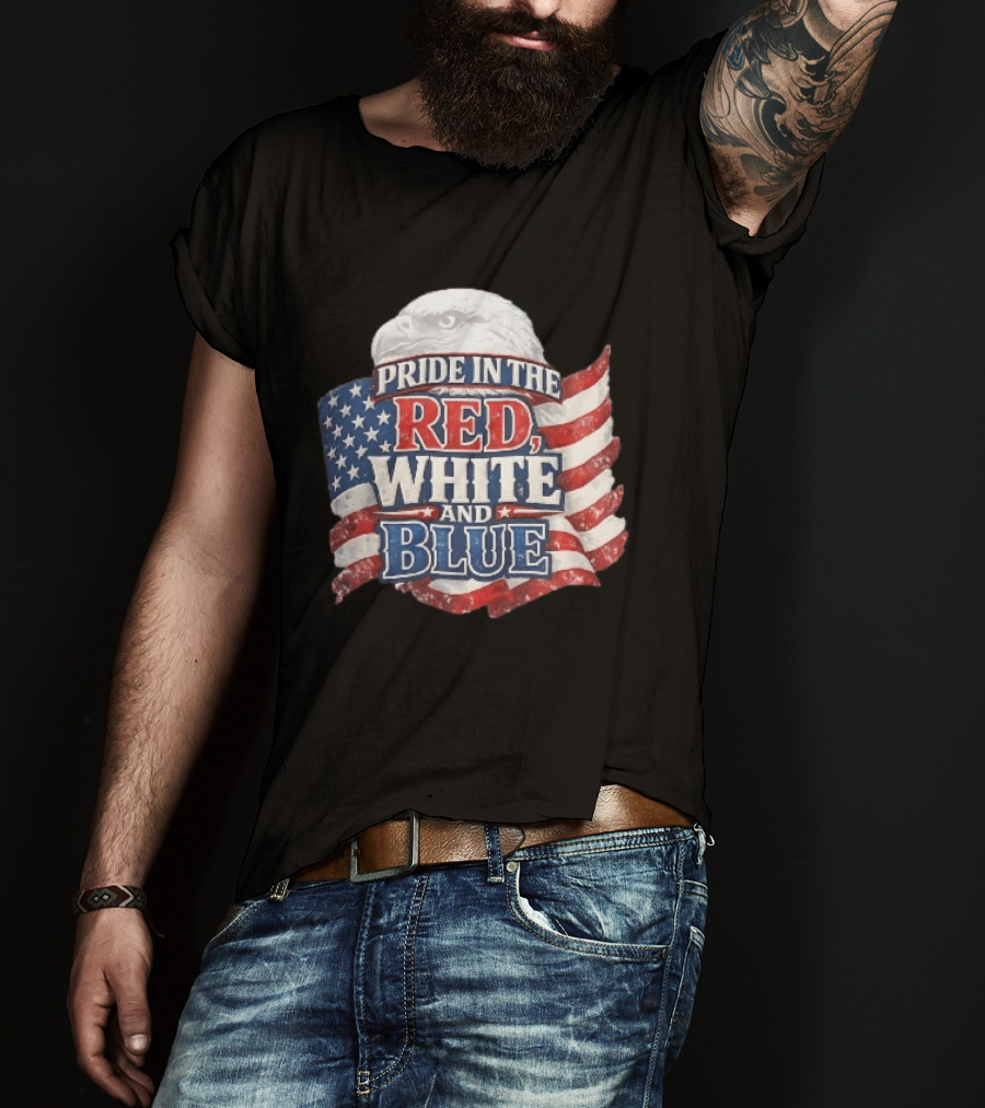 Pride In The Red White And Blue Bald Eagle American Flag T-Shirt