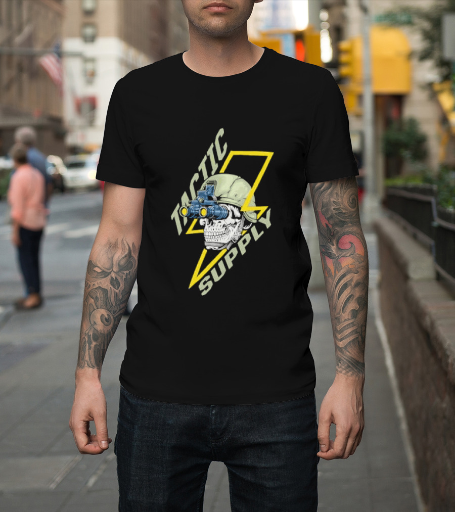 Tactical Skull Tactic Supply Night Vision Helmet Lightning Bolt T-Shirt