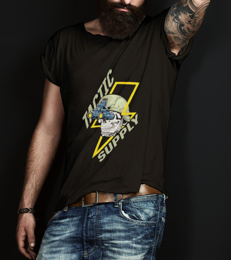 Tactical Skull Tactic Supply Night Vision Helmet Lightning Bolt T-Shirt