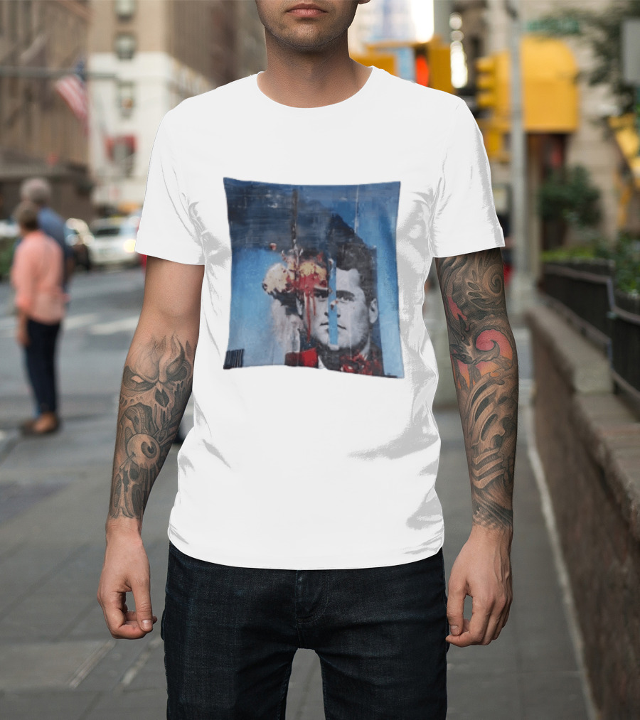 Explosion Face Collage Tower Crew Neck Short Sleeve T-Shirt