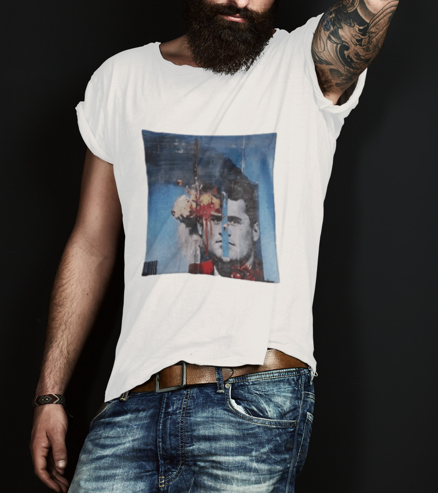 Explosion Face Collage Tower Crew Neck Short Sleeve T-Shirt