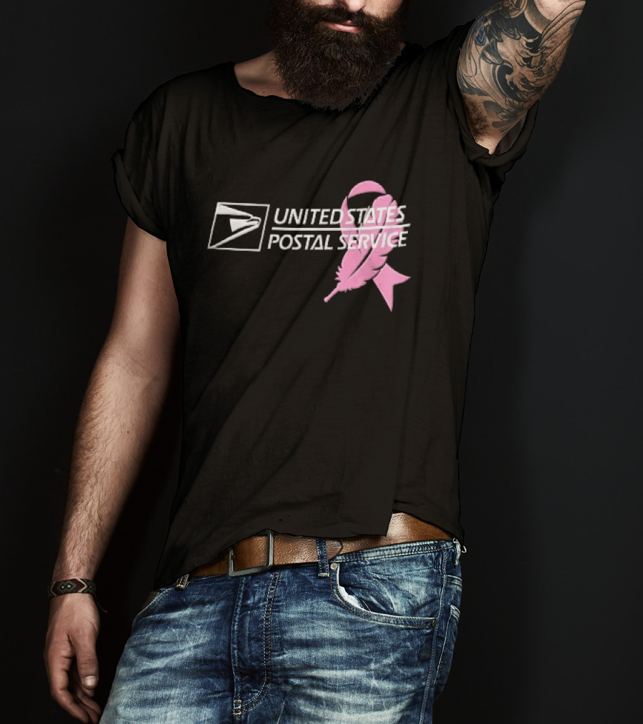 United States Postal Service Pink Breast Cancer Awareness Feather Ribbon T-Shirt