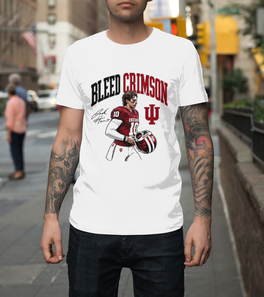 Bleed Crimson IU Football Number 10 Player Signature T-Shirt