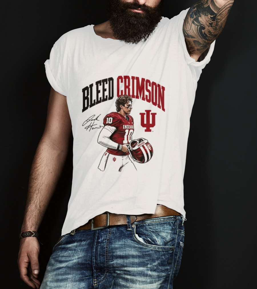 Bleed Crimson IU Football Number 10 Player Signature T-Shirt