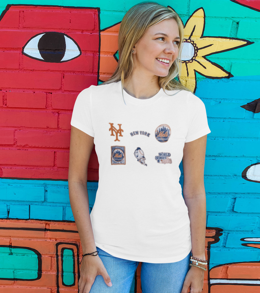 New York Mets 25th Anniversary 1986 World Series Logos T-Shirt