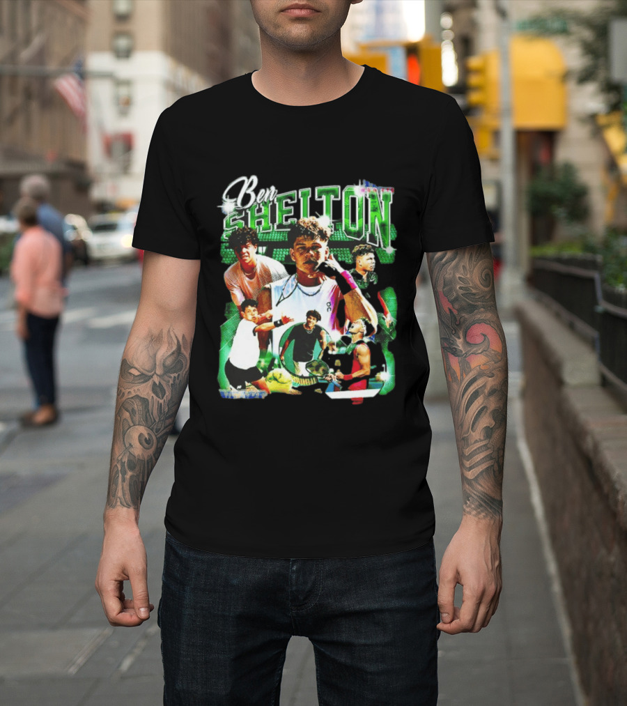 Ben Shelton Tennis Champions Green Collage T-Shirt