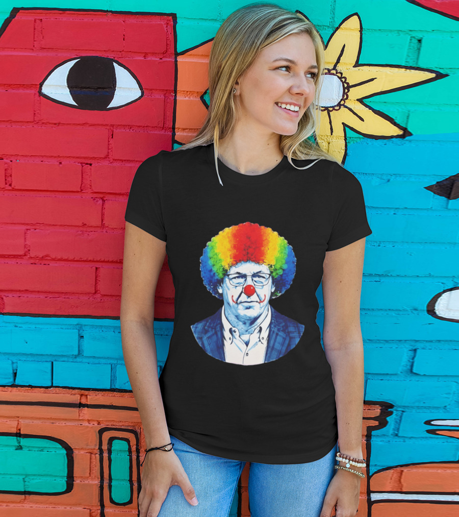 LSU Tigers Football Coach Brian Kelly Clown Red Nose Rainbow Wig T-Shirt