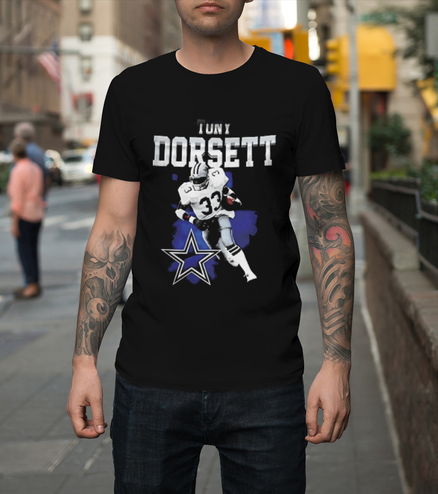 Dallas Cowboys Tony Dorsett Star 33 Paint Effect T-Shirt