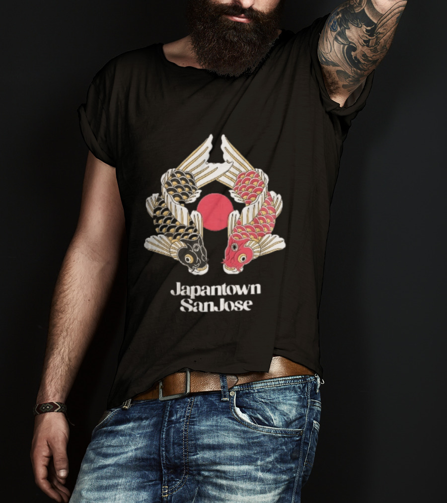 Japantown San Jose Two Koi Fish Red Sun T-Shirt