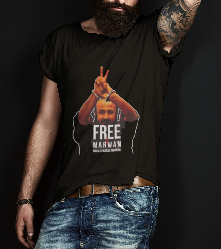 Free Marwan Barghouti And All Political Prisoners Handcuffed Peace Sign T-Shirt