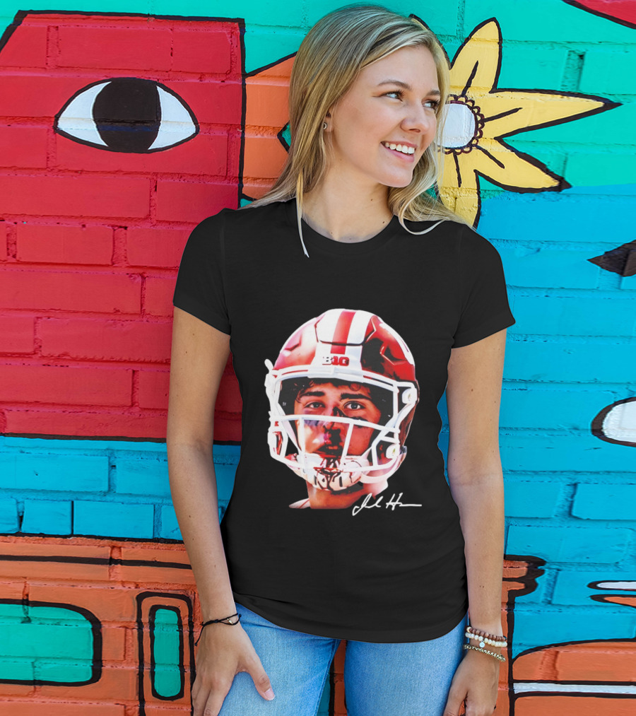Josh Hoover Indiana Tuff Bloody Face Big Ten Football Helmet Signature T-Shirt