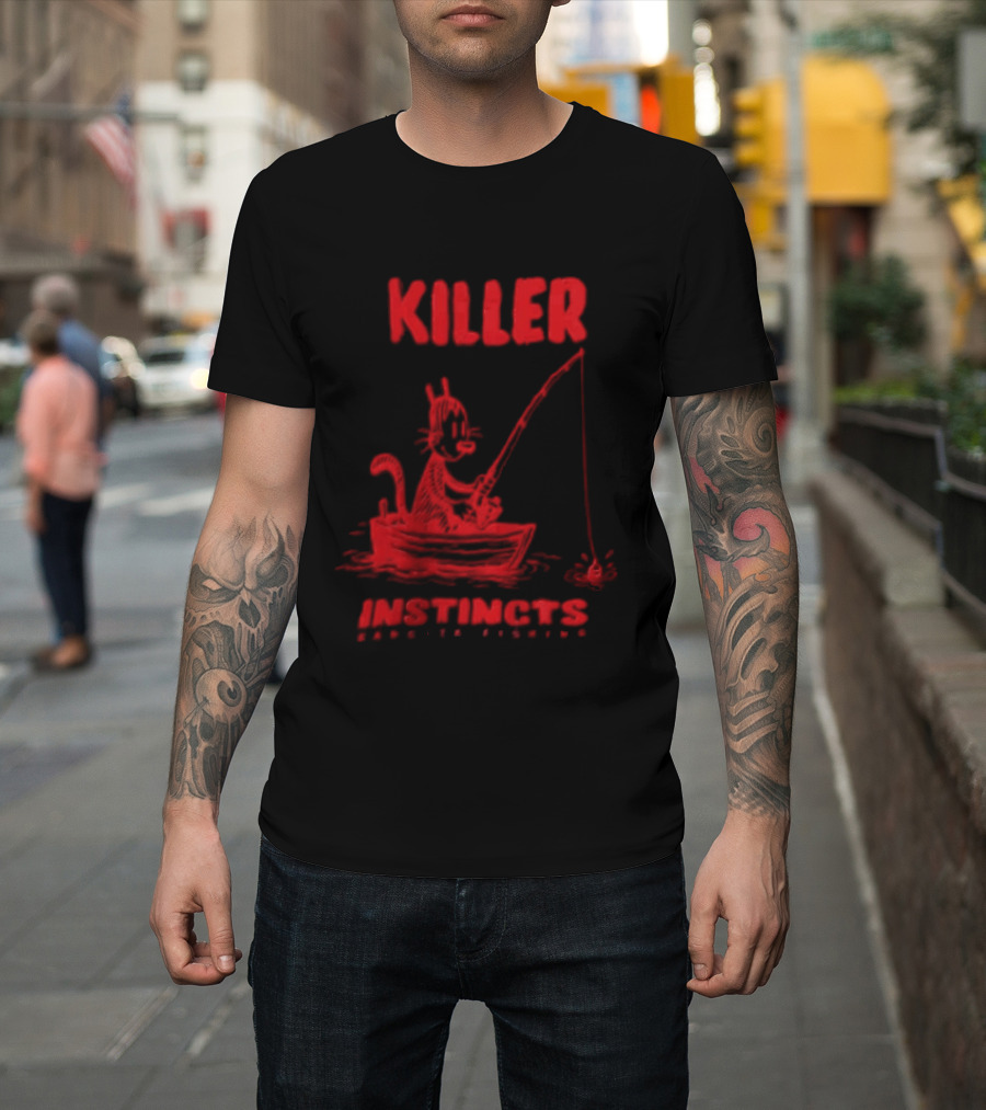 Killer Instincts Fishing Cat In A Boat T-Shirt