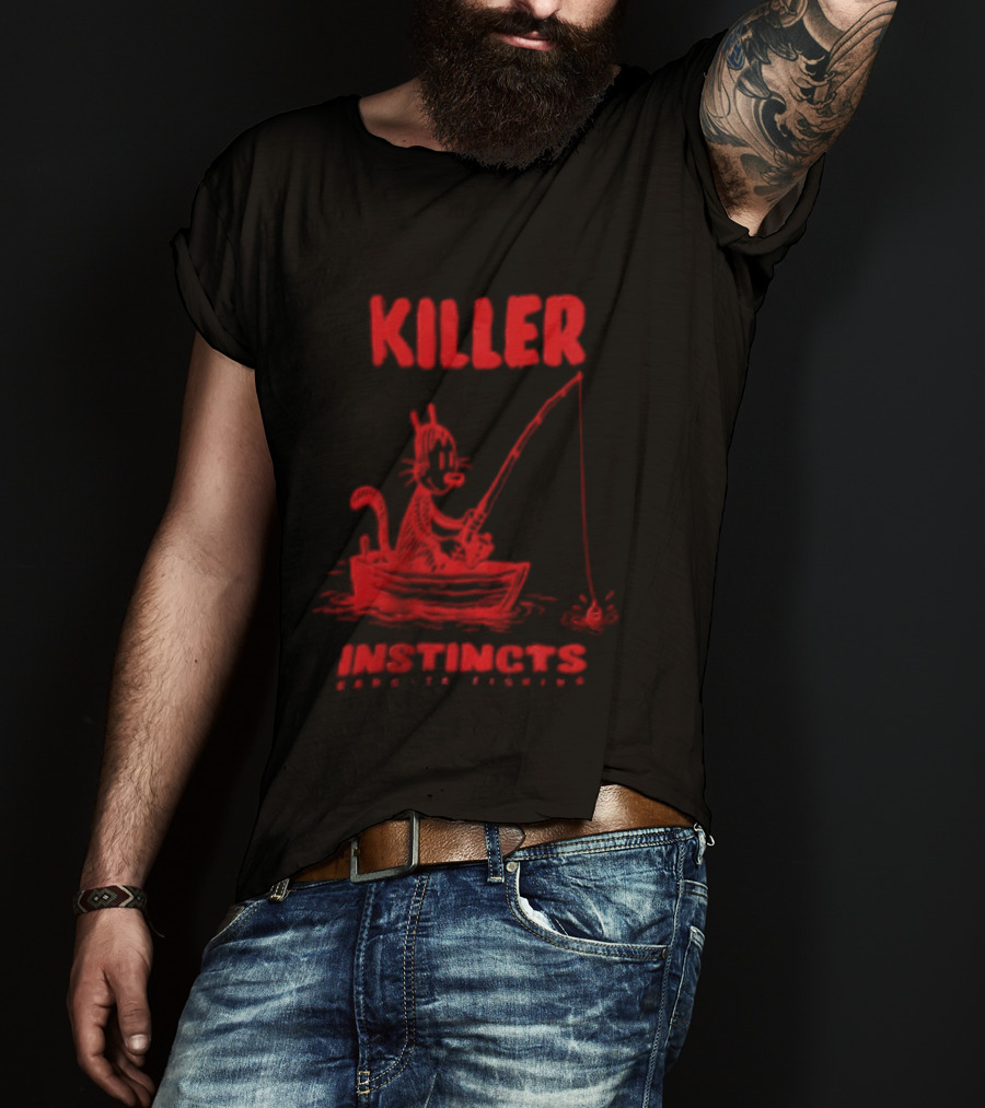 Killer Instincts Fishing Cat In A Boat T-Shirt