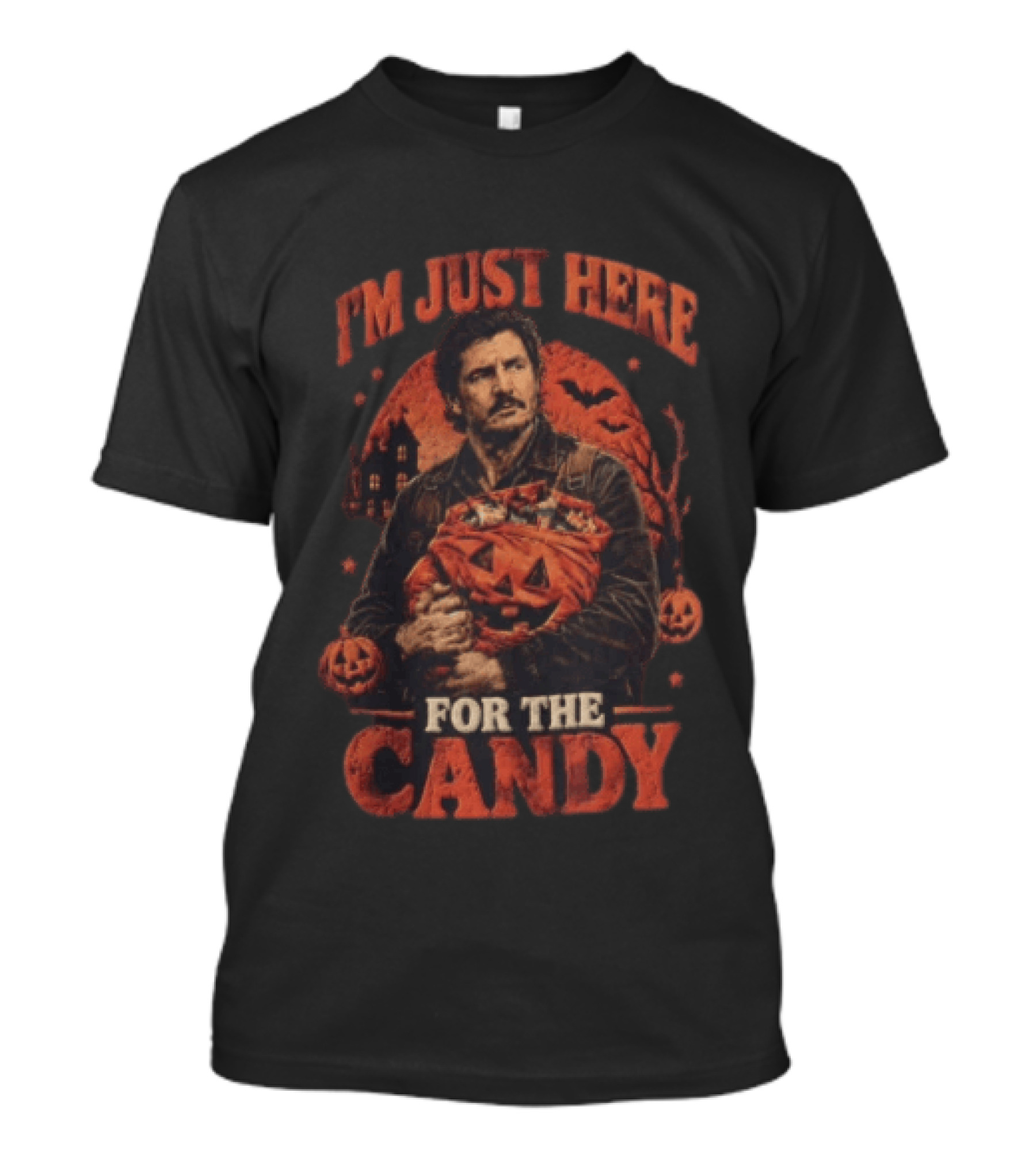 I'm Just Here For The Candy Pedro Pascal Halloween Pumpkin T-Shirt
