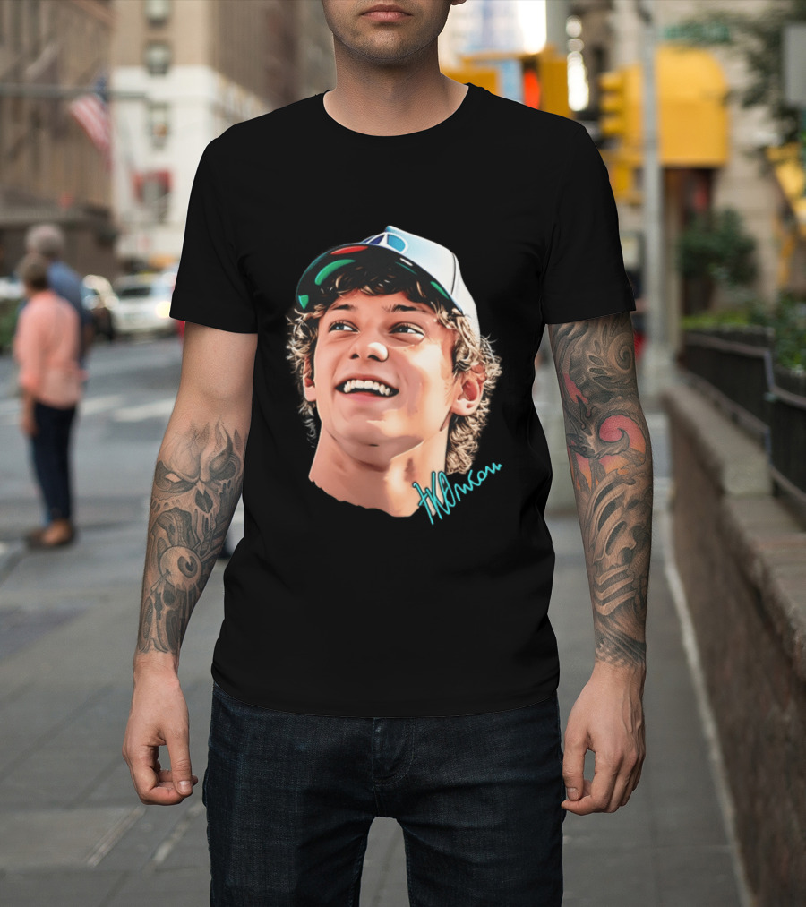Kimi Antonelli F1 Team Smiley Big Head Signature Cap Racing T-Shirt
