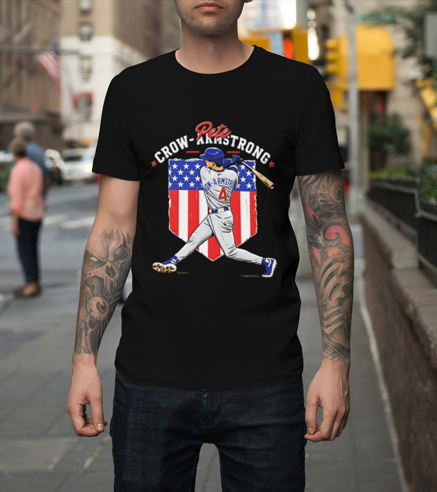 Pete Crow Armstrong Chicago Cubs Baseball 4 American Flag 2026 T-Shirt