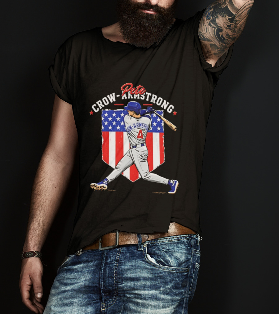 Pete Crow Armstrong Chicago Cubs Baseball 4 American Flag 2026 T-Shirt