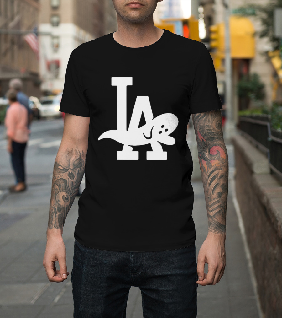 Los Angeles Dodgers LA Ghost Logo Halloween T-Shirt