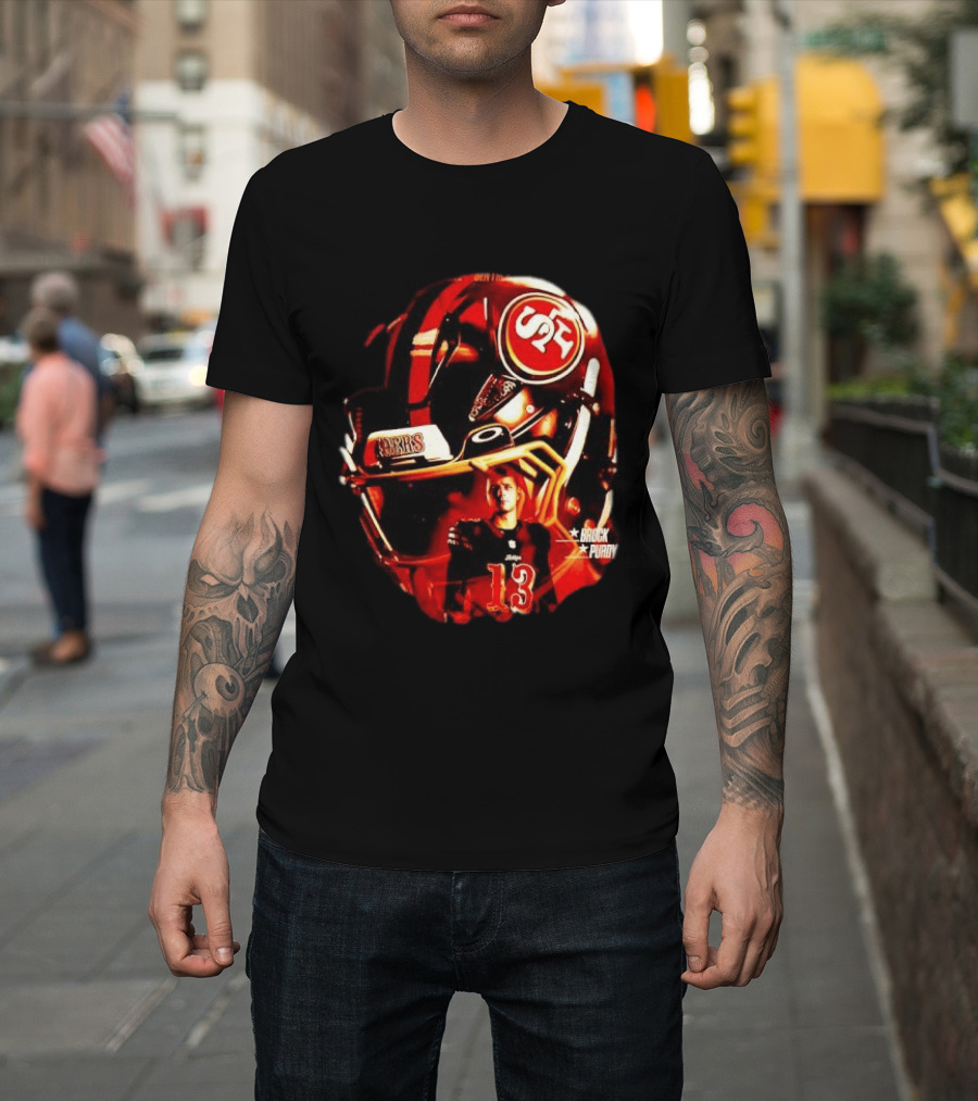 San Francisco 49ers Brock Purdy 13 Football Helmet NFL Night T-Shirt