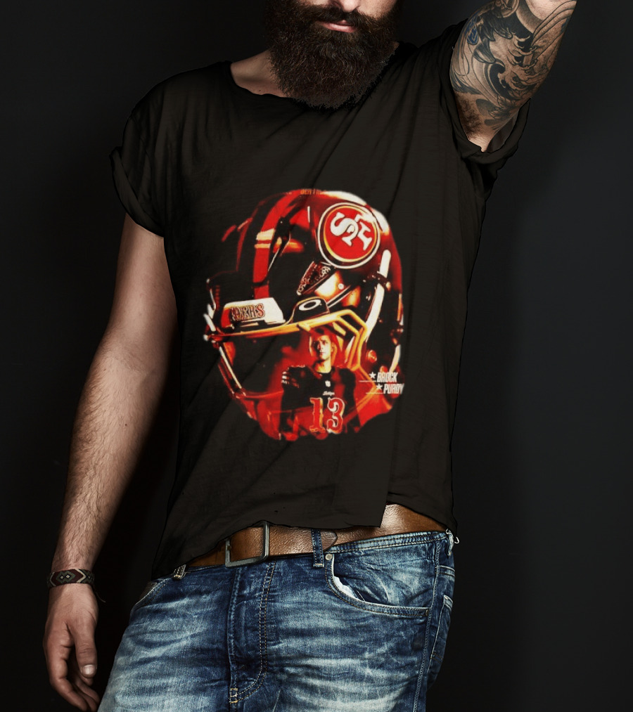 San Francisco 49ers Brock Purdy 13 Football Helmet NFL Night T-Shirt