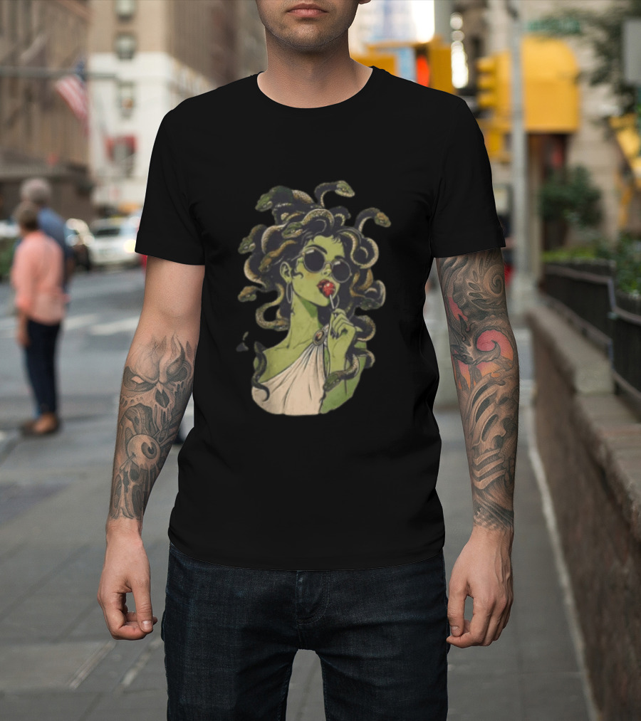 Vintage Medusa With Sunglasses And Lollipop T-Shirt