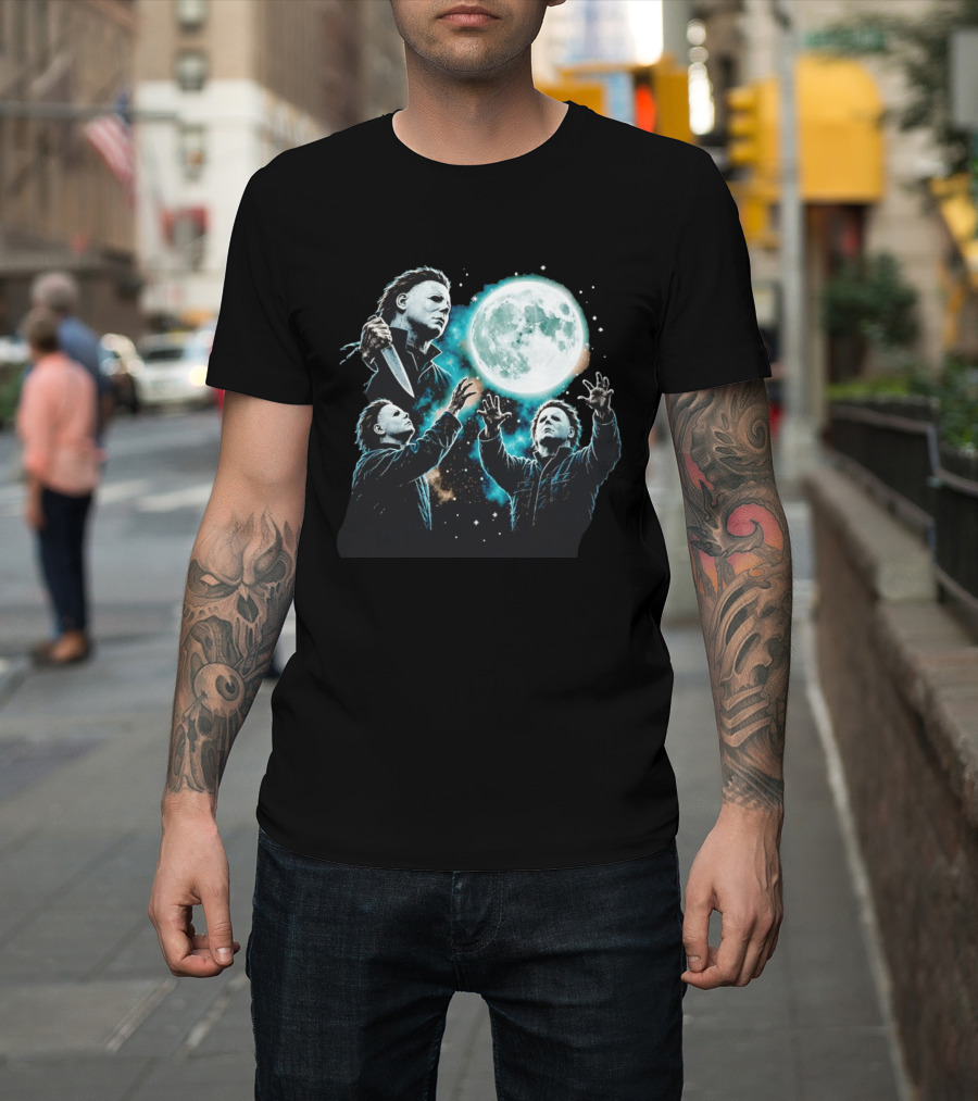 Michael Myers Halloween Moon Knife Scene T-Shirt