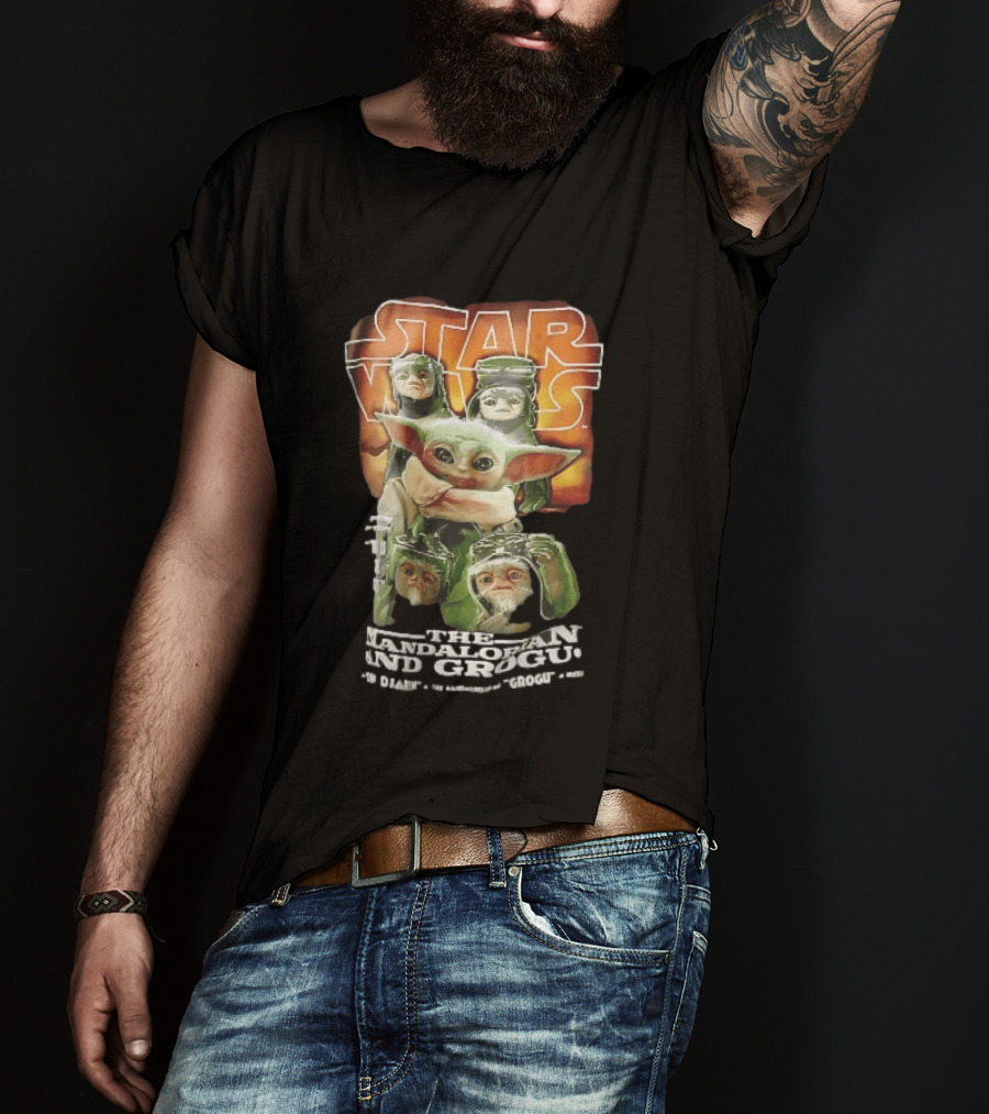 Star Wars The Mandalorian Grogu Din Djarin Anzellan Droidsmiths Collage This Is Way T-Shirt