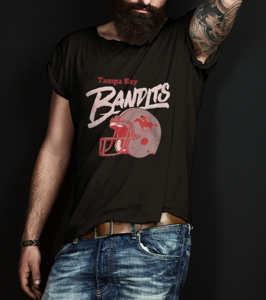 Tampa Bay Bandits Football Helmet Horseback Rider Distressed T-Shirt