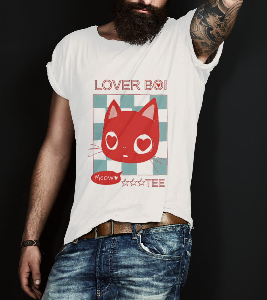Lover Boi Meow Red Cat Star T-Shirt