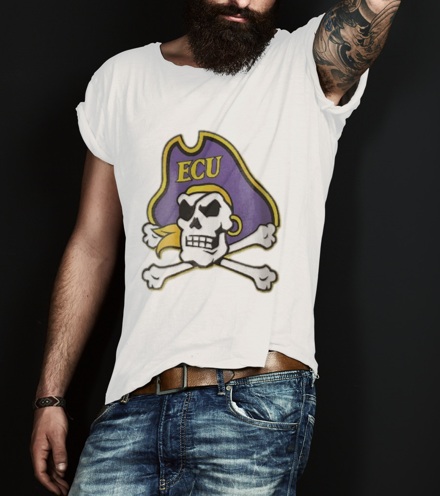 ECU Pirates Skull Crossbones Eyepatch Bandana NCAA T-Shirt