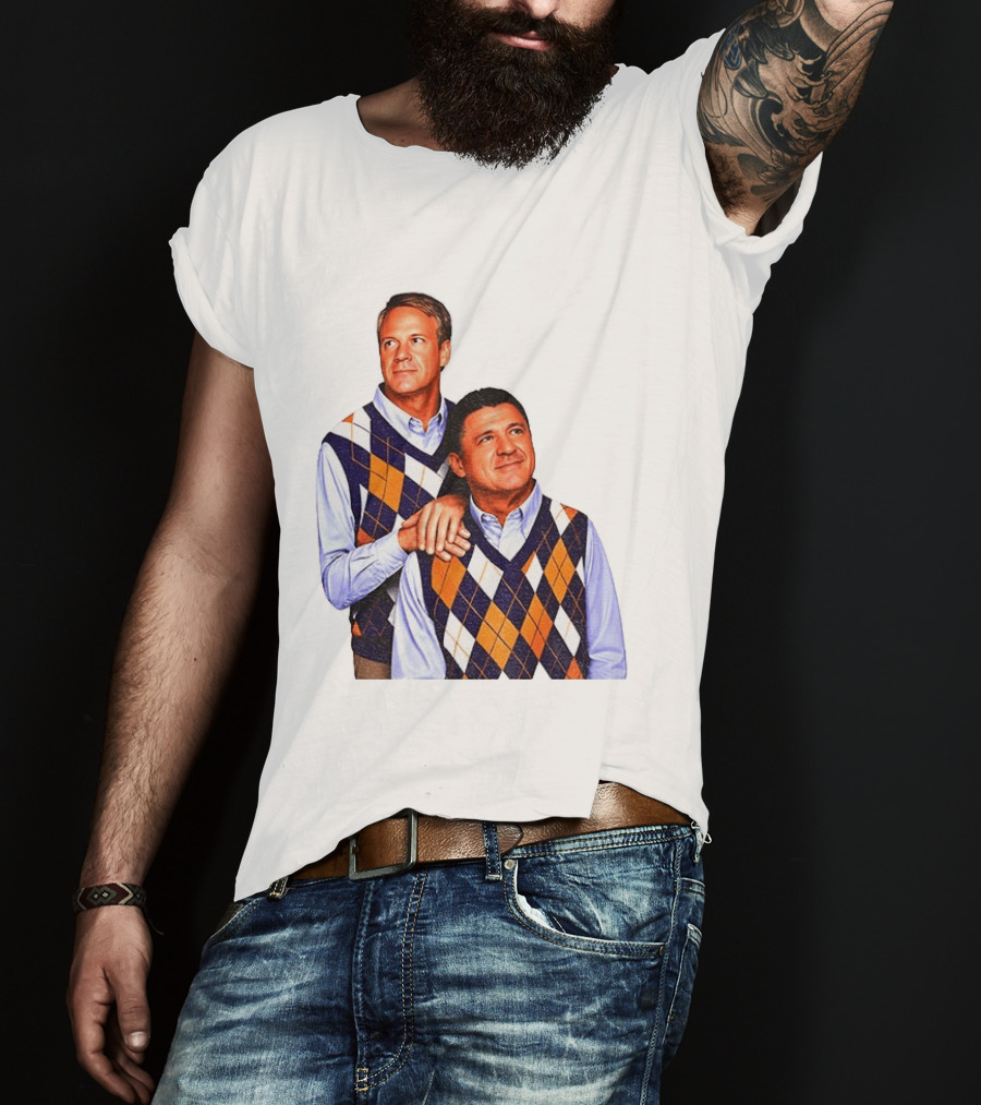 LSU Coaches Step Brothers Argyle Sweater Lane Kiffin T-Shirt