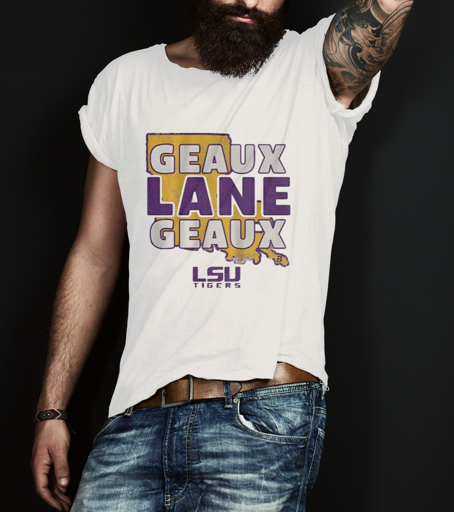 LSU Tigers Geaux Lane Geaux Football Louisiana Map T-Shirt