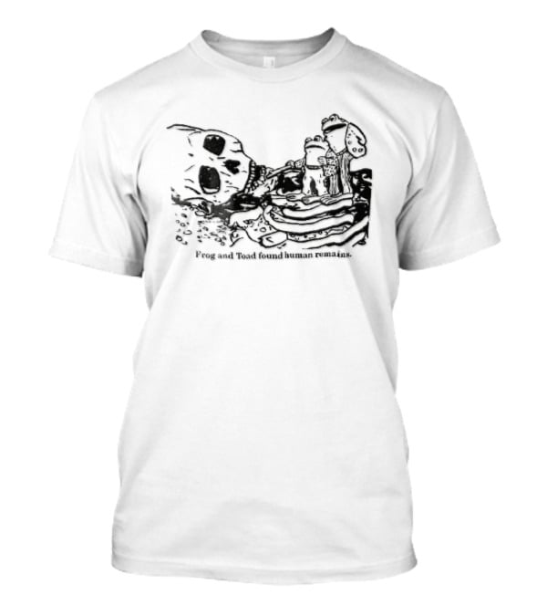Frog And Toad Found Human Remains Cartoon Skeleton Skull Drawing T-Shirt
