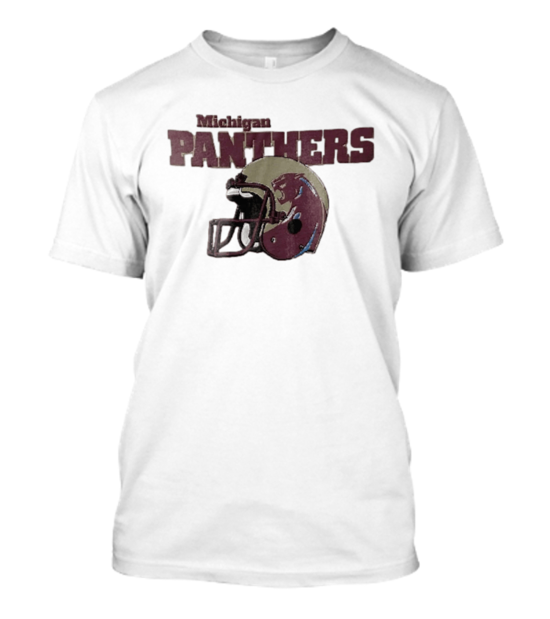Panthers Vintage Helmet With Michigan Team Name Distressed T-Shirt