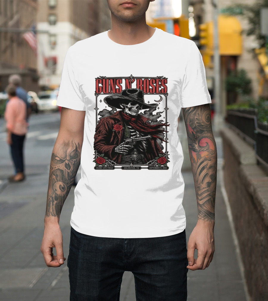 Guns N' Roses Skeleton Cowboy Globe Life Field Arlington TX September 9 2026 T-Shirt