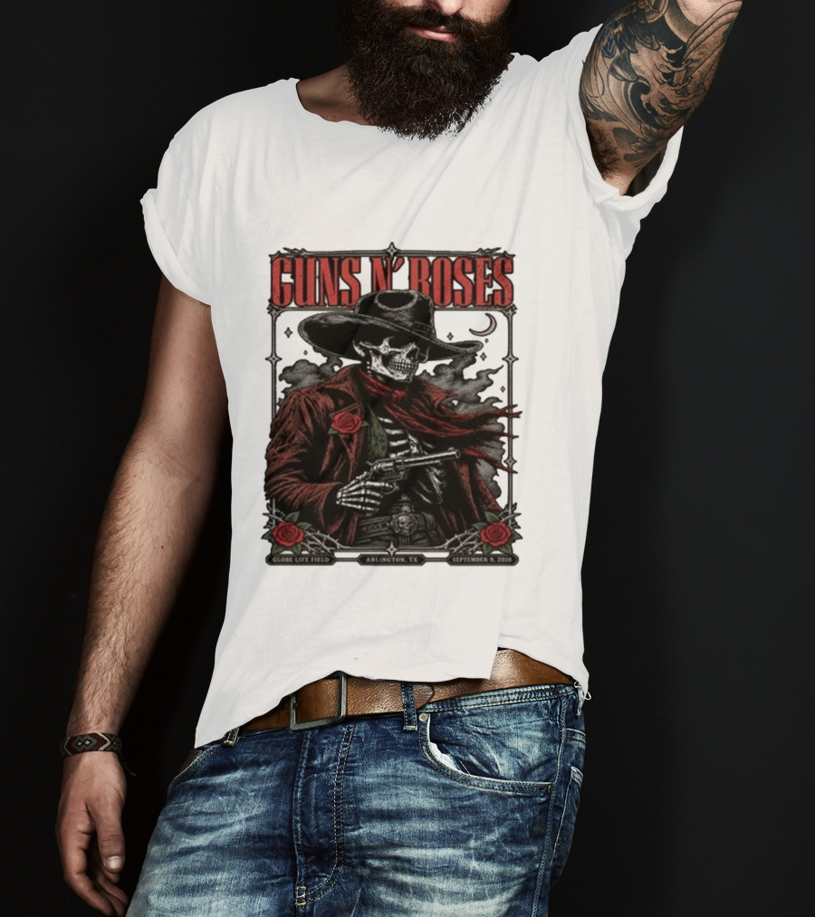 Guns N' Roses Skeleton Cowboy Globe Life Field Arlington TX September 9 2026 T-Shirt