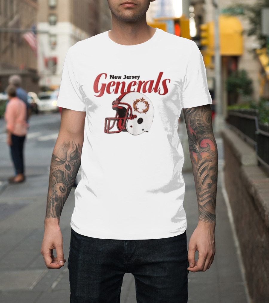 New Jersey Generals Distressed Helmet Five Stars T-Shirt
