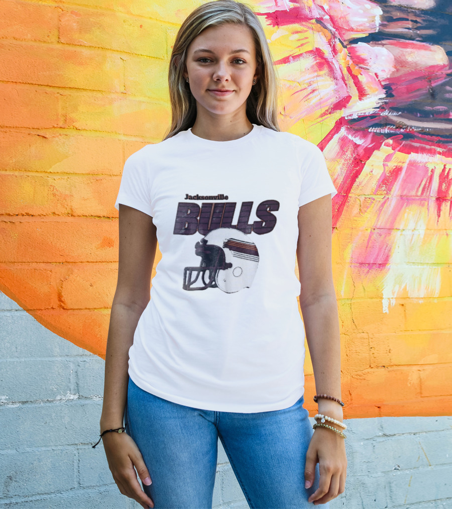 Jacksonville Bulls USFL Distressed Football Helmet T-Shirt