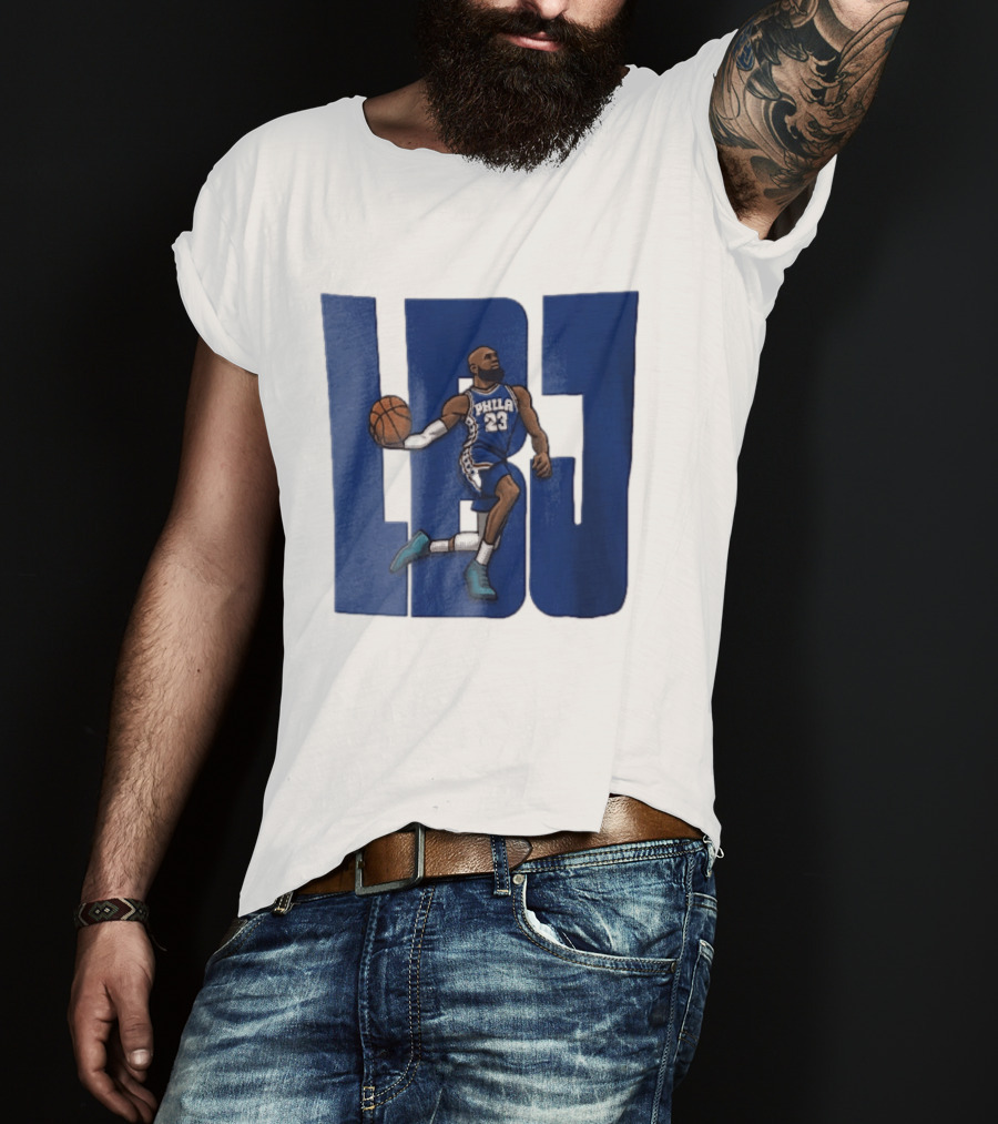 Philadelphia 76ers Phila 23 Cartoon Caricature Basketball Player Dribbling Lbj T-Shirt