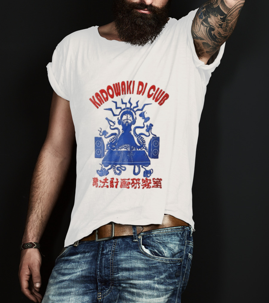 Kadowaki Dj Club Blue Octopus Turntable Brain Headphones Speakers 2024 T-Shirt
