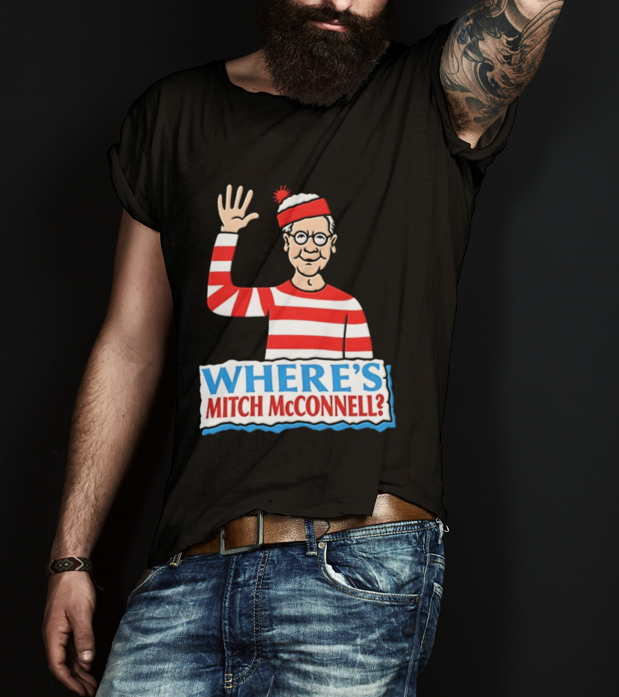 Where's Mitch McConnell Red White Stripes Waving T-Shirt