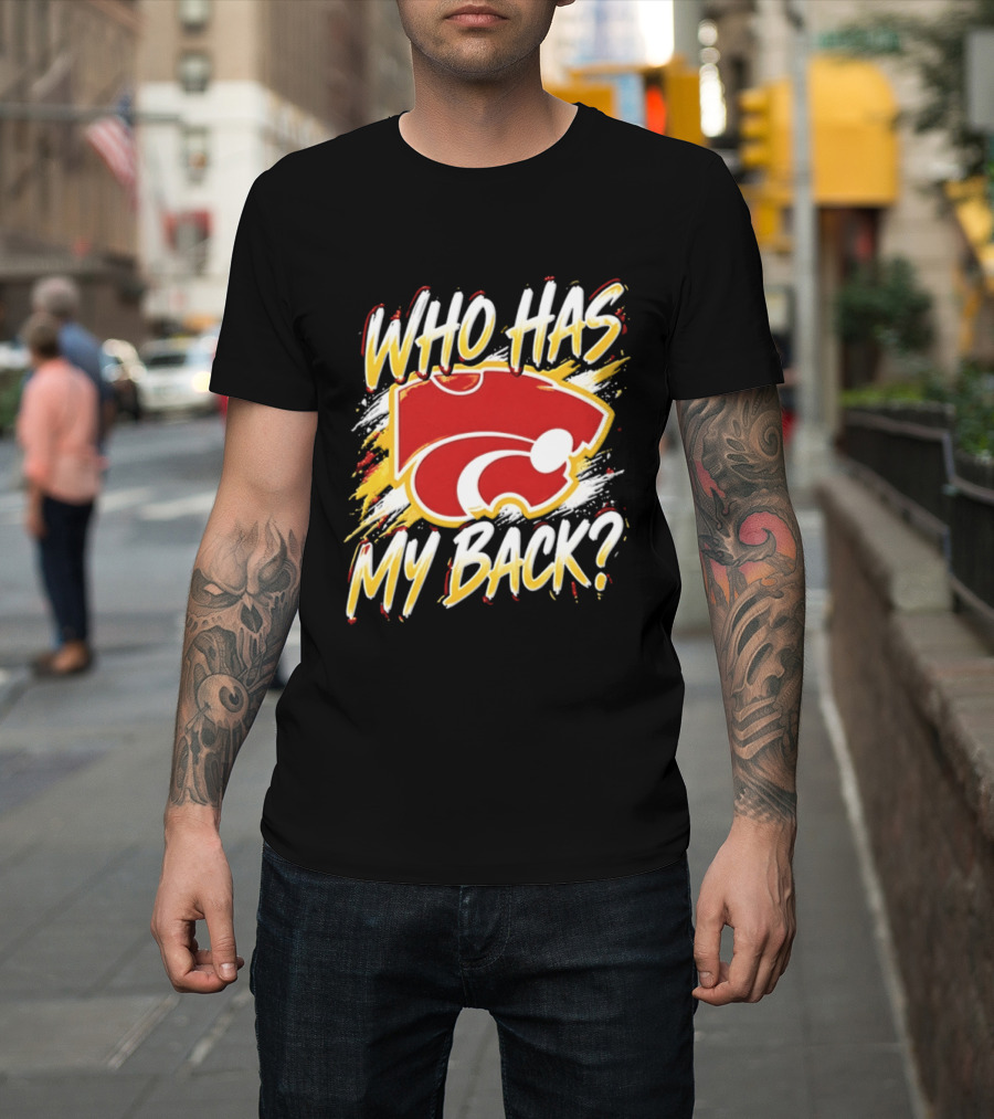 Wildcat Who Has My Back Bold Red And White Paw Print T-Shirt