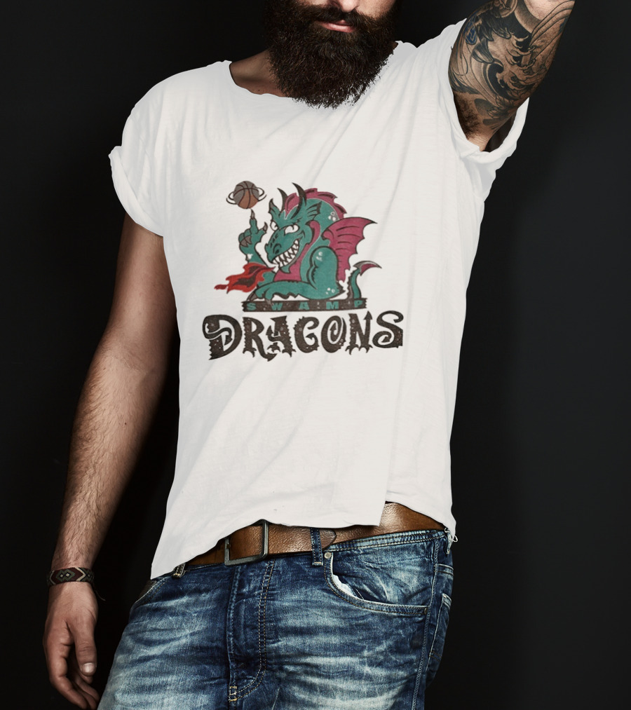 Swamp Dragons Basketball Fire Breathing Monster T-Shirt