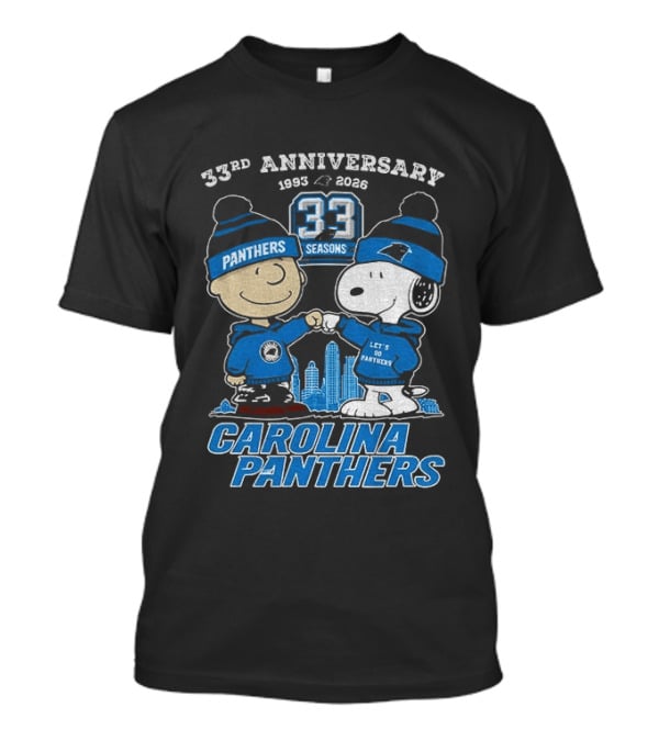 Charlie Brown Snoopy Carolina Panthers 33rd Anniversary 1993 2026 Seasons T-Shirt