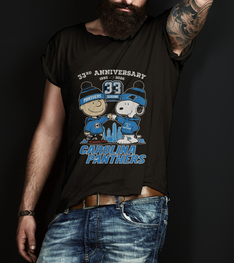 Charlie Brown Snoopy Carolina Panthers 33rd Anniversary 1993 2026 Seasons T-Shirt
