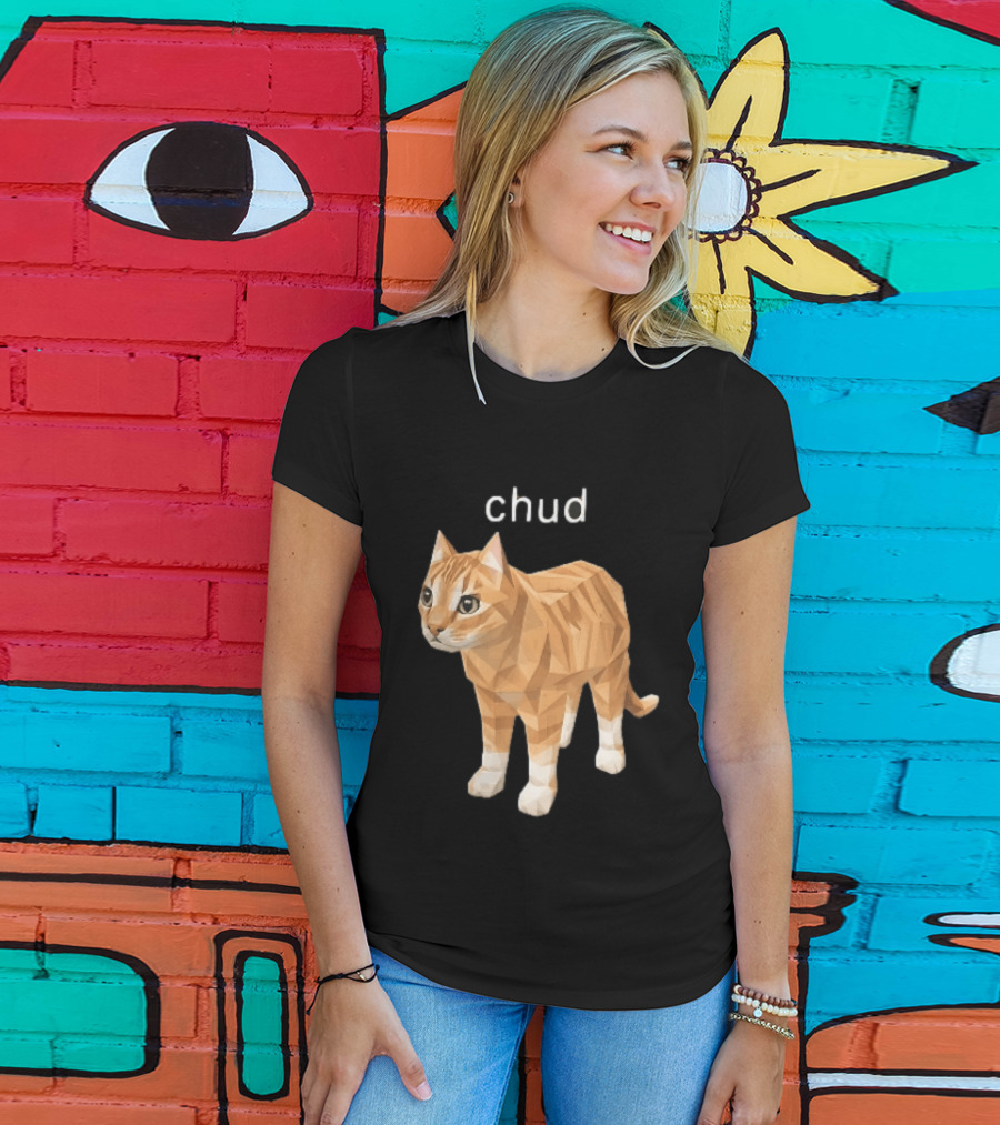 Chud Low Poly Geometric Orange Tabby Cat T-Shirt